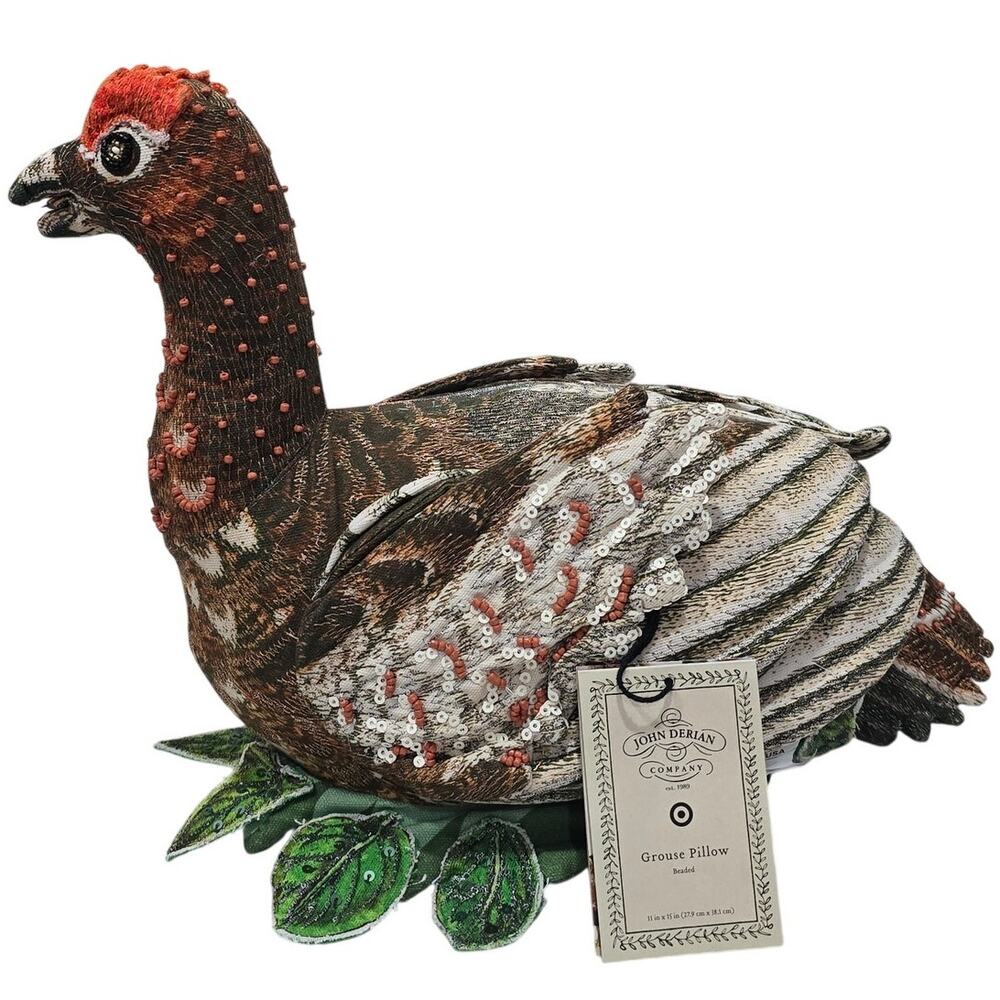 NWT John Derian for Target Beaded Grouse Pillow Sold Out 2025 Bird Decor